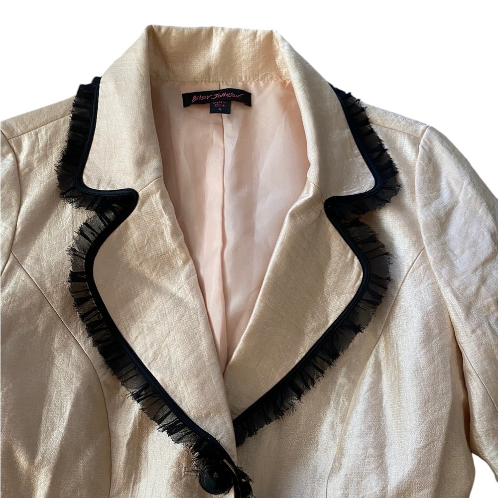 Betsey Johnson Fitted Vintage Silk Fitted Blazer 4 - Picture 2 of 7